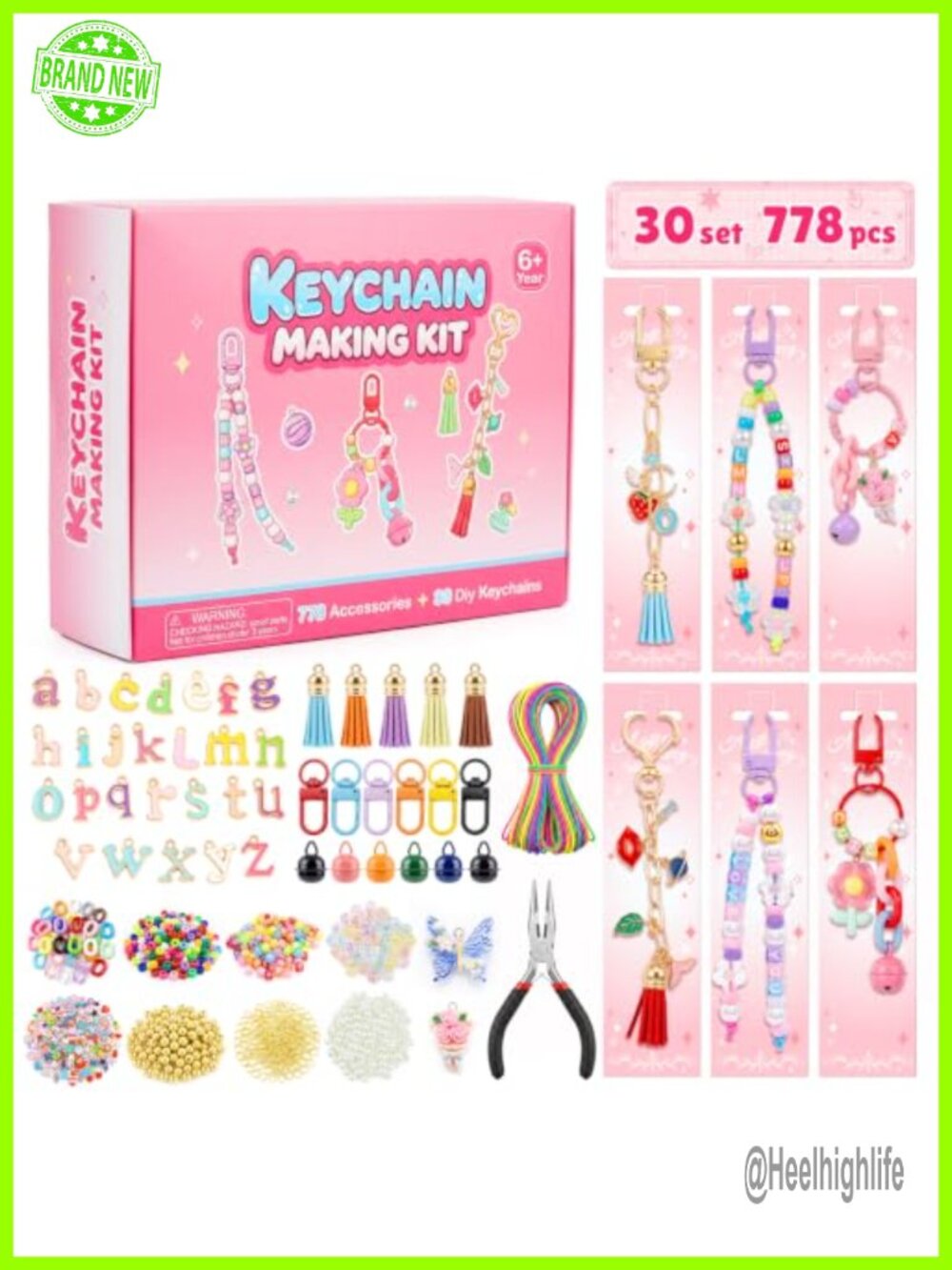 DIY Keychain Making Kit 778 Pcs Bead Keychains Jewelry Making Set